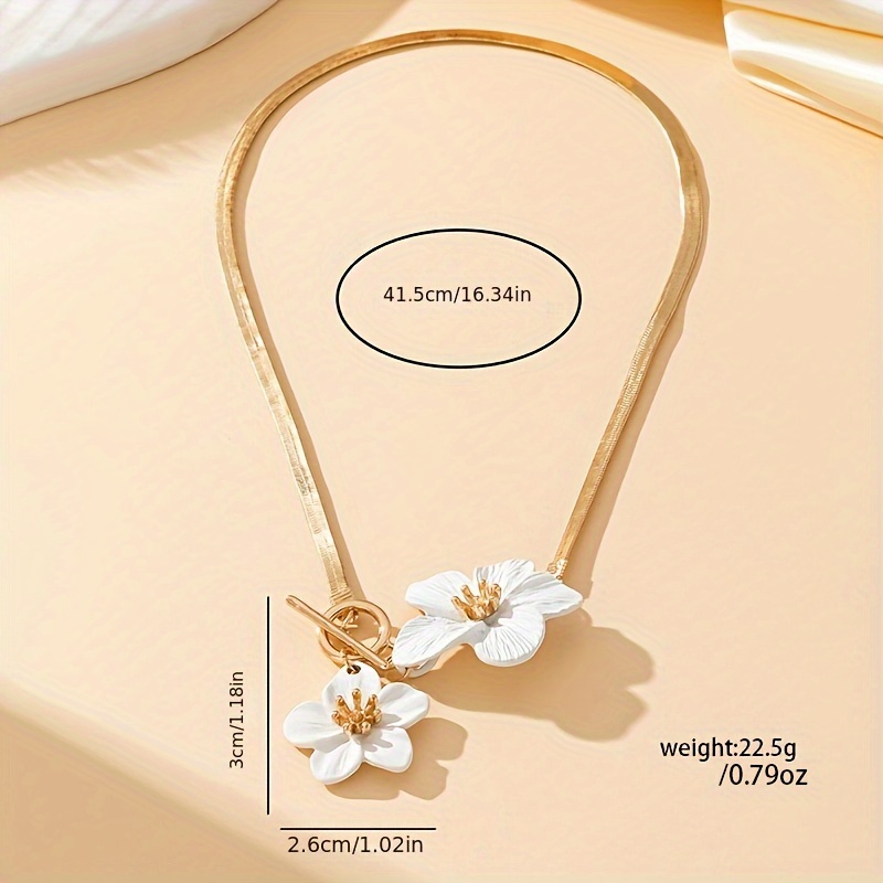 Golden Tone Double Floral Pendant Necklace